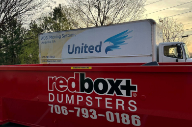roll off dumpster rental in parking lot in edgefield, sc