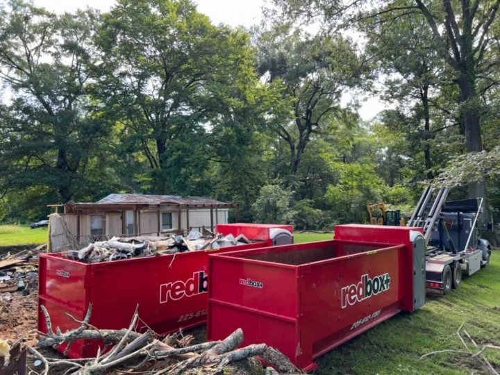 two elite 20-yard dumpster rentals from redbox+ Dumpsters of Baton Rouge