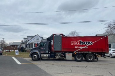 redbox+ dumpster rental truck in south boston