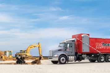 redbox truck on construction site