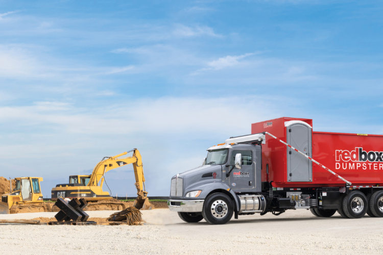 redbox truck on construction site