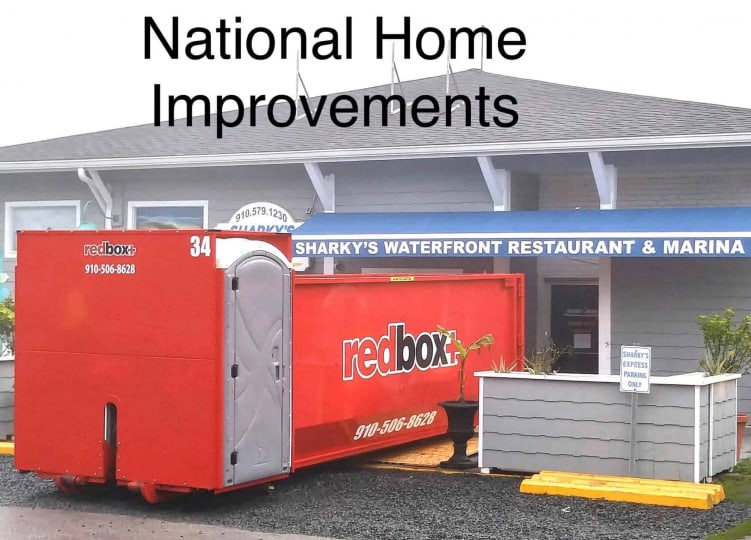 National Home Improvements working with a redbox+ Dumpsters of Cape Fear rental