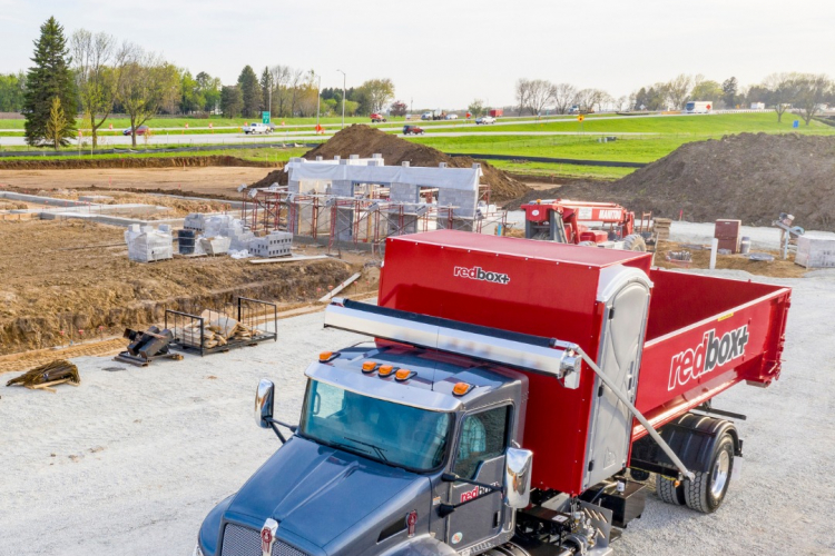 construction dumpster at a commercial site in St. James, NC