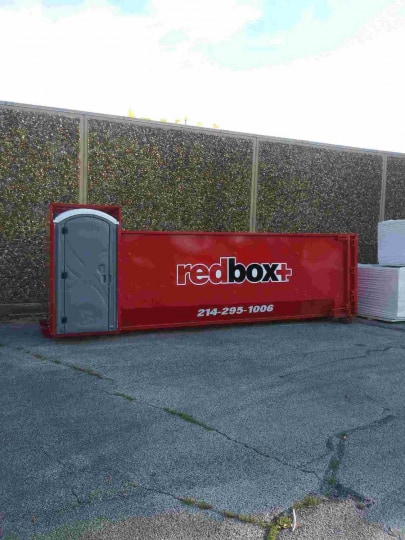 redbox+ Dumpsters of Dallas dumpster rental at a Dallas job site