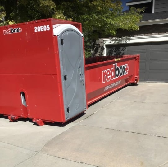 redbox+ Dumpsters of Denver South Metro dumpster rental at a residential job site in Highlands Ranch