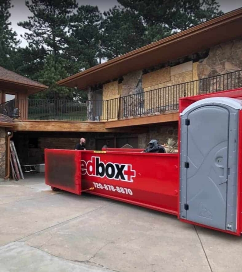 redbox+ Dumpsters of Denver South Metro dumpster rental at a job site south of Denver