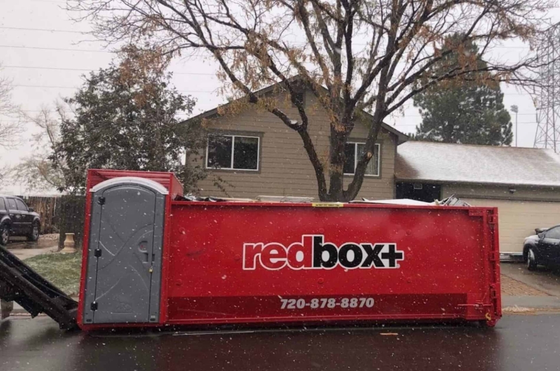 30-yard Dumpster elite rental in Glendale in front of house