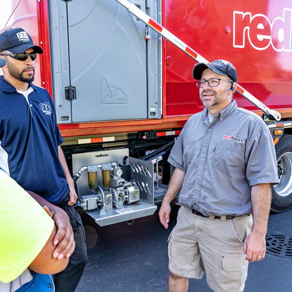 redbox+ dumpster 2 men