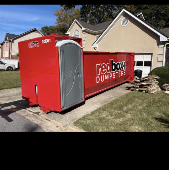 residential dumpster rental with a portable toilet