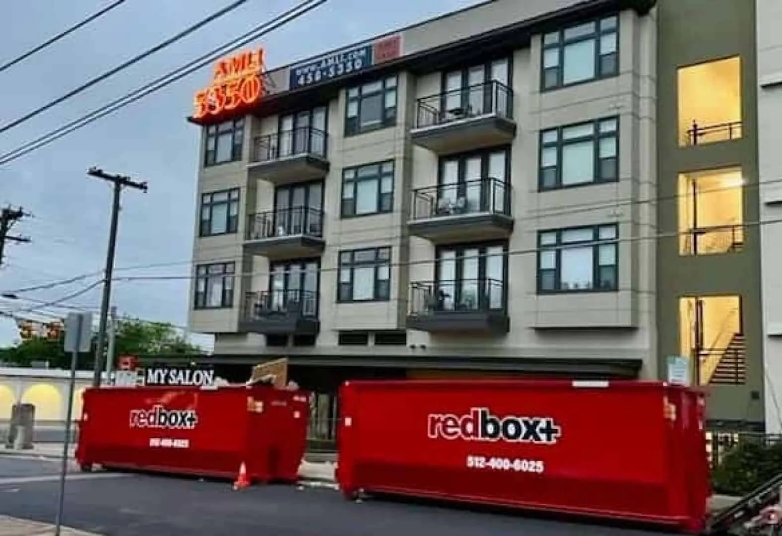 redbox+ dumpsters at an apartment building project