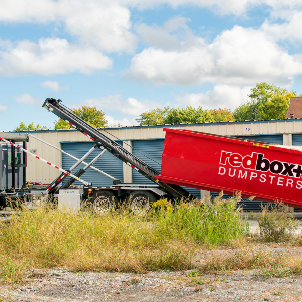 30-yard dumpster being delivered