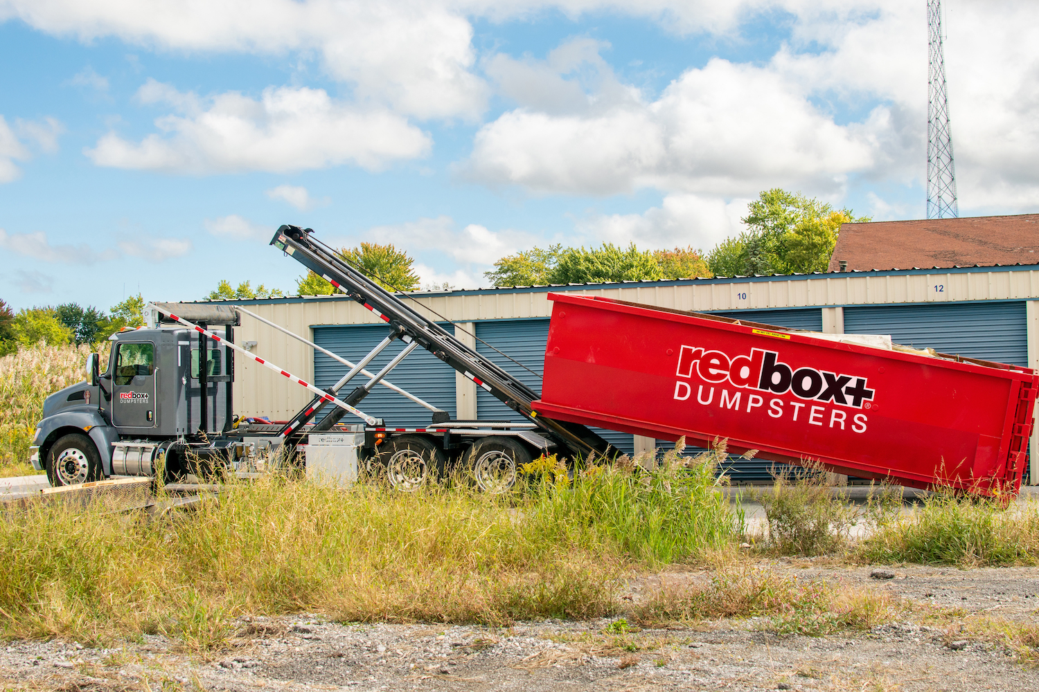 30-yard dumpster being delivered