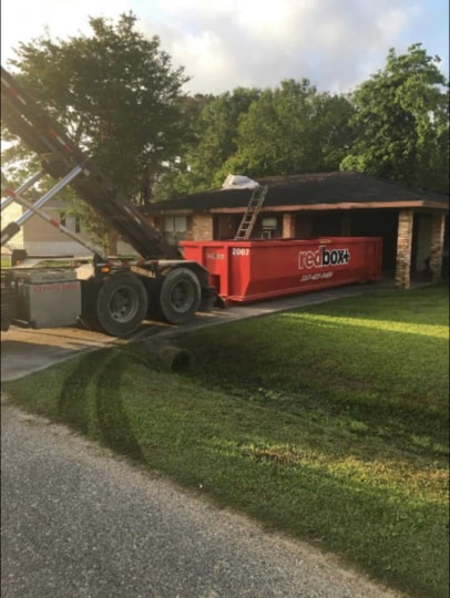 redbox+ Dumpsters of Lafayette standard dumpster at residential site