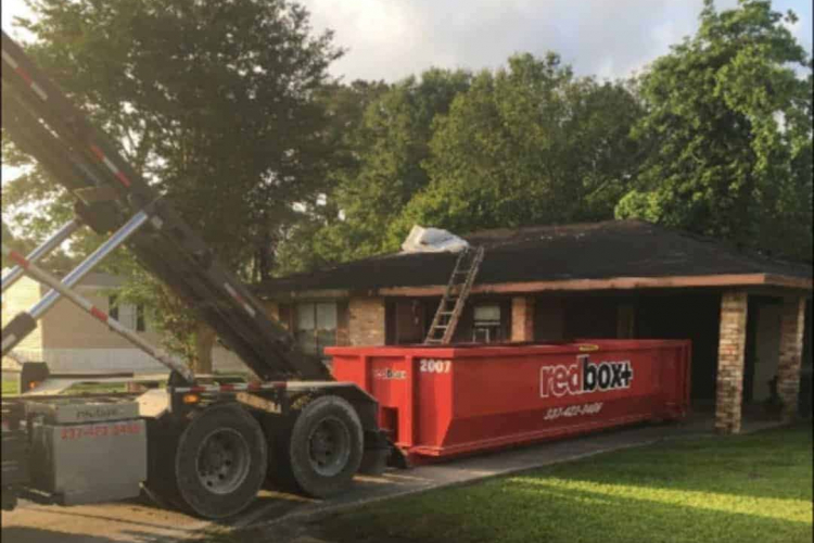 redbox+ Dumpsters of Lafayette standard dumpster at residential site
