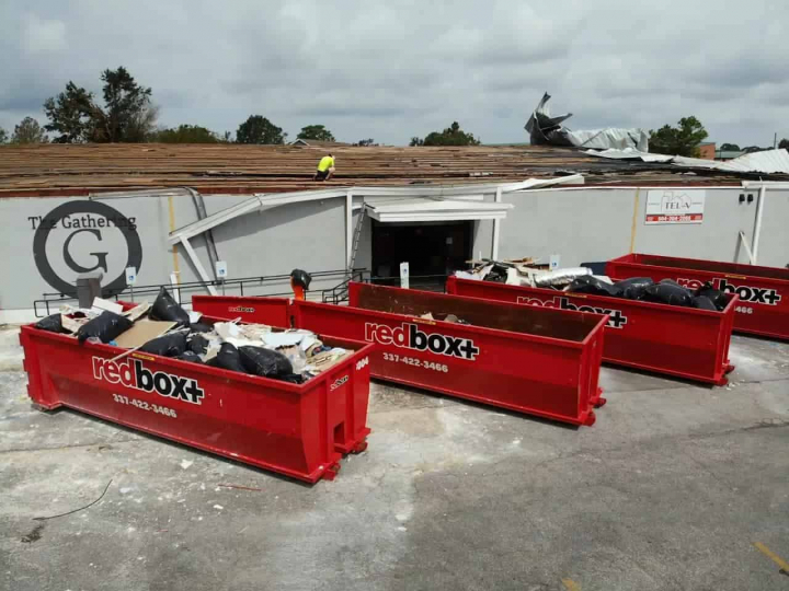 redbox+ Dumpsters of Lafayette at commercial site, roofing