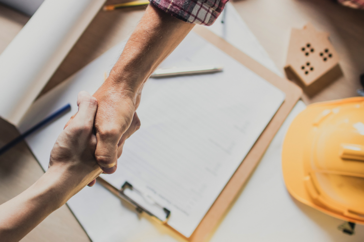 contractor shaking hands