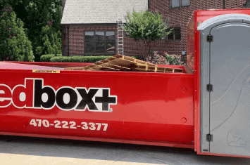20-yard Elite redbox+ dumpster rental, front of house in Northeast Atlanta
