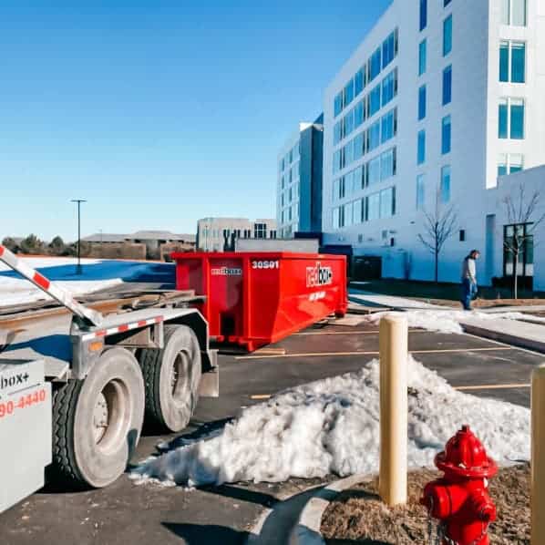 standard dumpster in parking lot