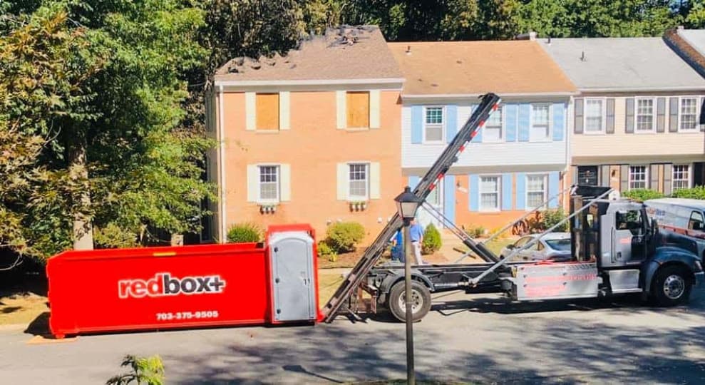 redbox+ dumpsters of northern virginia residential dumpster rental in front of home