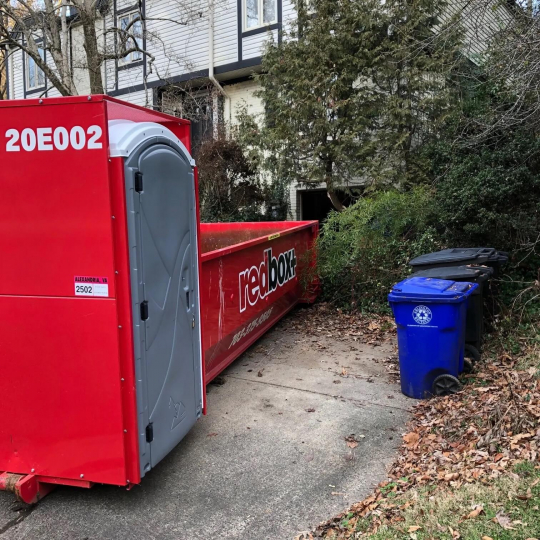 redbox+ dumpsters of northern Virginia elite dumpster rental next to trash cans