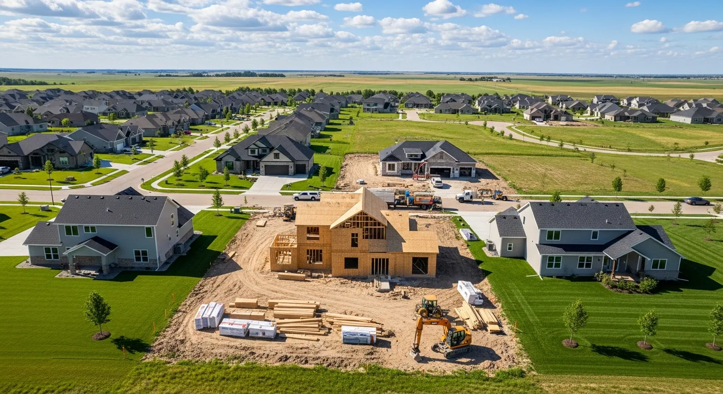New residential construction in a growing Papillion Nebraska neighborhood