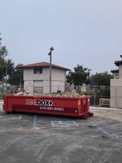 dumpster rental in parking lot orange county