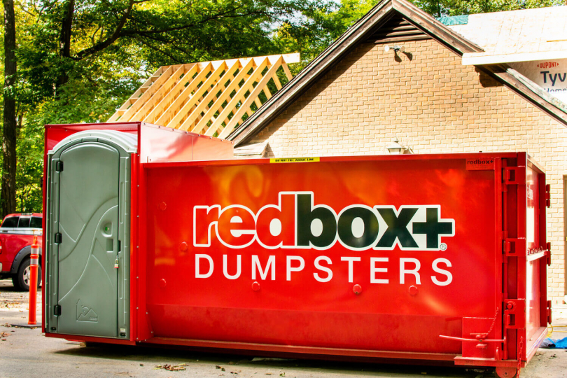 redbox+ dumpster at construction site