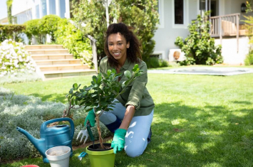 a woman out in her garden